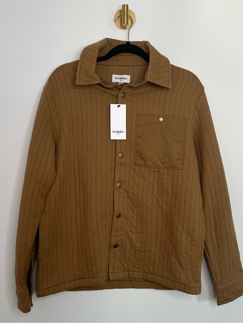 Goodfellow & Co Brown Ribbed Shacket Jacket NWT Snap Front Small - Picture 2 of 7